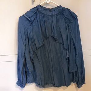 Mango XXS/XS tencel denim blouse.